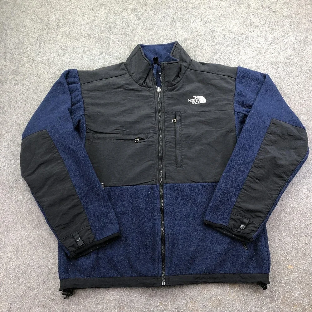 The North Face Jacket Mens Medium Blue Black Fleece Full Zip Denali Outdoor